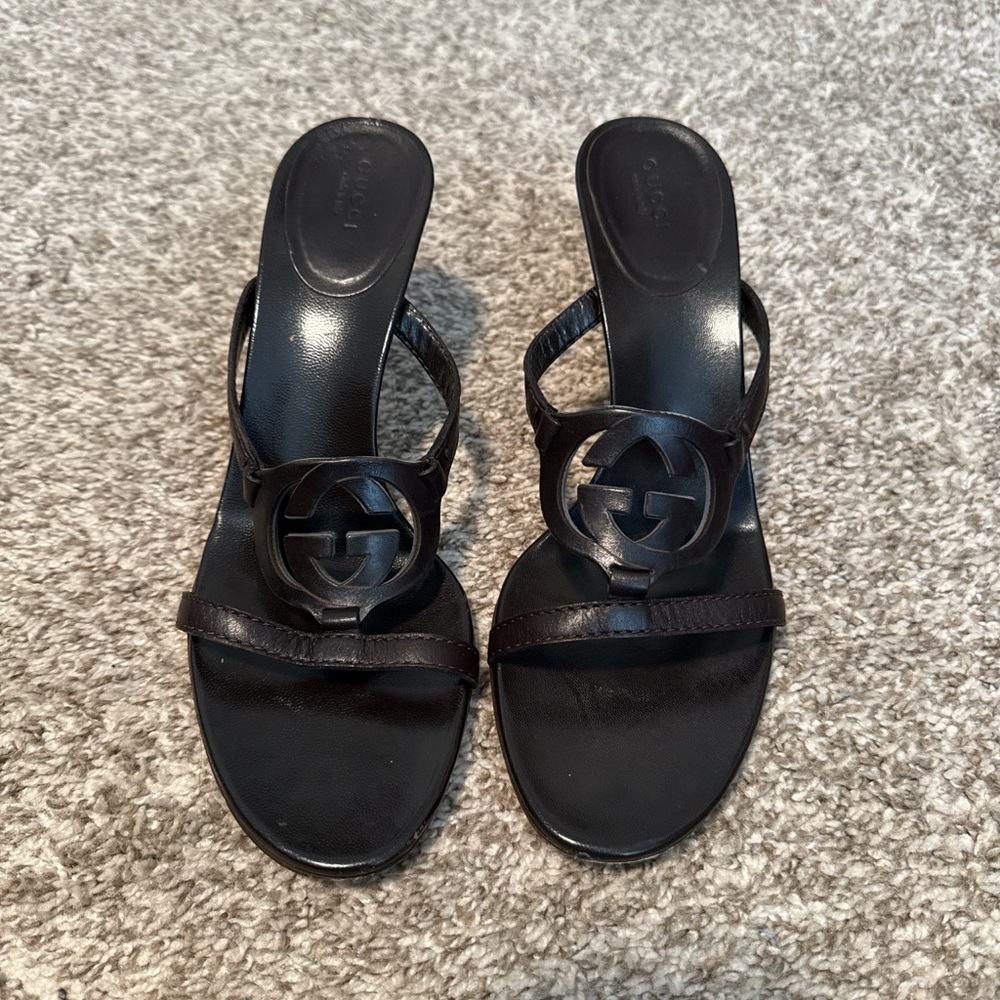 Authentic Gucci Women's Black Sandals with Logo Detail